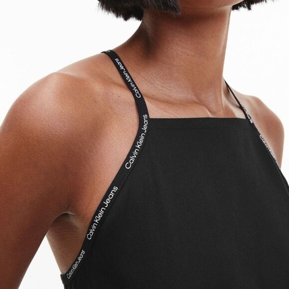 Calvin Klein Jeans Black Logo Strap Cami Dress Y2K Style - Picture 6 of 9